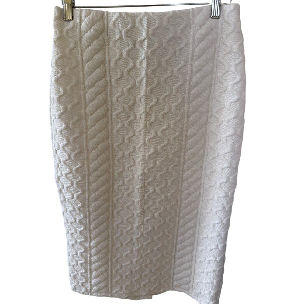 Zara Pencil Skirt Women's Medium Cream Textured Minimalist Classic Twee Timeless